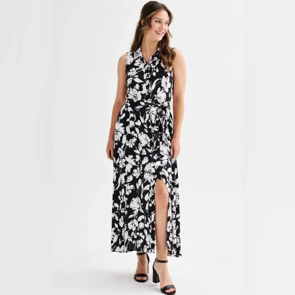 ellen tracy maxi dress Ellen Tracy Crochet Trim Midi Dress